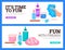 Colorful banners or flyers with polymer slimes vibrant flat vector illustration.