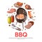 Colorful Barbecue Party Round Concept