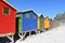 Colorful bathing cabins on the beach in Muizenberg in Cape Town, South Africa
