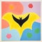 Colorful Batman Shaped Painting With Flowers And Circles