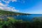 Colorful Bay with the Small Boats among the Green Mountains, Guadeloupe