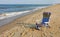 A colorful beach chair by the ocean near Rehoboth Beach, Delaware, U.S