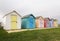 Colorful beach huts at Amble, Northumberland, UK