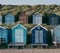 Colorful beach huts in Milford on Sea, New Forest, UK