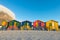 Colorful beach huts at Muizenberg Beach near Cape Town, South Africa