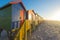 Colorful beach huts at Muizenberg Beach near Cape Town, South Africa