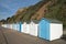 Colorful Beach Huts at Seaton, Devon, UK.