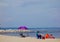 Colorful beach scene at Sebago Marina, Sebago, Maine. Photo taken July 30, 2015