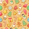 Colorful beautiful Christmas cookies icons pattern