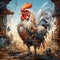 colorful beautiful illustration Rooster. Generative AI