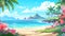 a colorful beautiful untouched place at a hawaiian beach, anime manga artwork, ai generated image