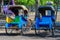 Colorful becak, typical local transport in Solo, Indonesia