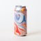 Colorful Beer Can With Swirl Design: A Marble-inspired, Lo-fi Aesthetic