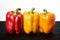 Colorful bell peppers isolated on white, fresh and vibrant