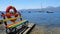 Colorful bench at the seaside