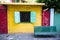 Colorful Bench and Shed