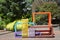 Colorful Bench at World Trade Center Building in Portland, Oregon