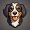 Colorful Bernese Dog Logo Illustration In Flat Cartoon Style