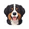 Colorful Bernese Mountain Dog Cartoon Face Illustration