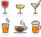 Colorful beverage icon set