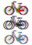 Colorful bicycle silhouettes, vector set