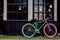 Colorful Bike outside of a Cafe