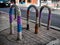 Colorful bike racks with knitwear, Flagstaff, Arizona