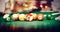 Colorful billiard balls on a billiard table