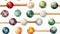 Colorful Billiard Balls and Cues Seamless Pattern AI Generated
