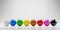 Colorful Billiards balls on white background with standard eight colors. 3D render of snooker pool balls object