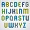 Colorful binary cartoon font.