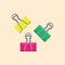 Colorful binder clips icon, stationery concept, vector, illustration