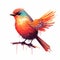 Colorful Bird In Action Painter Style: Pixel Art On Isolated Background