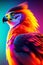 A colorful bird with a colorful background, A colorful eagle bird with yellow background, Ai Generated.