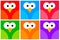 Colorful bird icons