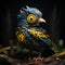 Colorful Bird Inspired By Blueeyed Woodpecker In Surreal 3d Landscape