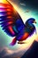 A colorful bird with wings spread- Ai Generated.