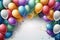 Colorful birthday background with balloons. Generative AI Illustrations