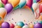 Colorful birthday background with balloons. Generative AI Illustrations