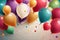 Colorful birthday background with balloons. Generative AI Illustrations