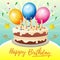 Colorful birthday card theme with big cake