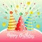 Colorful birthday card theme with party hats