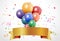 Colorful birthday celebration with balloon and ribbon