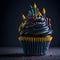 Colorful Birthday Cupcake with Handcrafted Frosting - Generative AI