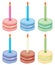 Colorful birthday macaroon with burning candles, vector