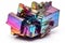 Colorful Bismuth hopper crystal with stairstep crystal structure and iridescent colors on white background