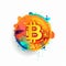 Colorful Bitcoin Art: Vibrant Coin Drawing With Technological Design