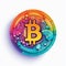 Colorful Bitcoin Circle With Decorative Art Nouveau Style