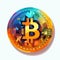 Colorful Bitcoin Icon: Flat Design Art By Kazuki Takamatsu