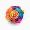 Colorful Bitcoin Icon: Unique Fluid Design On White Background